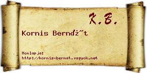 Kornis Bernát névjegykártya
